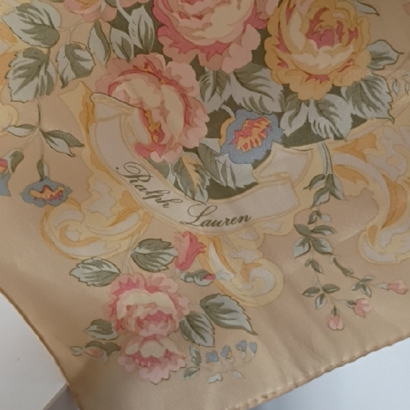 Vintage Ralph Lauren Kathleen Floral Silk Scarf 34x34 1980s - Picture 3 of 8